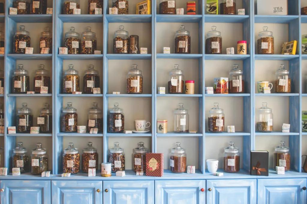 shelf of herbs